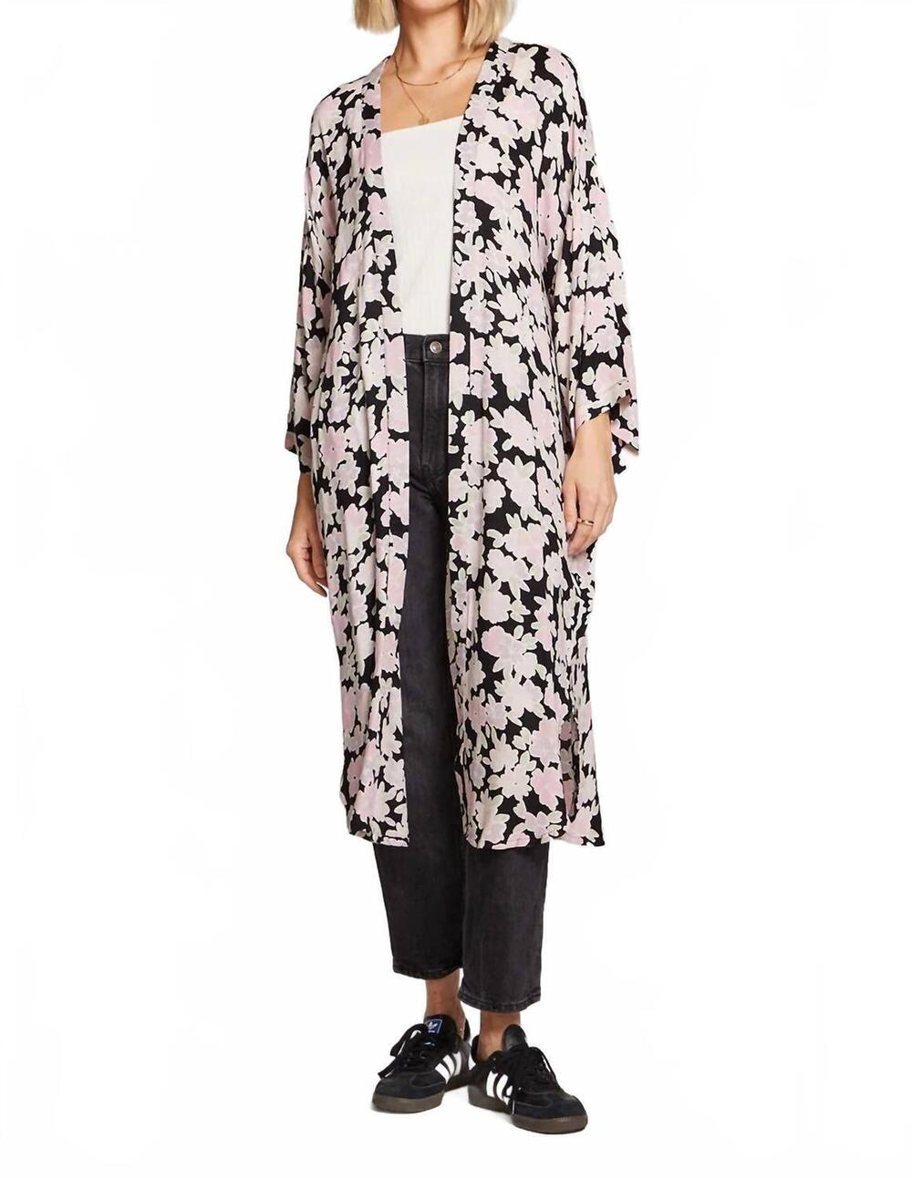 NEW SALTWATER LUXE polly kimono in black floral